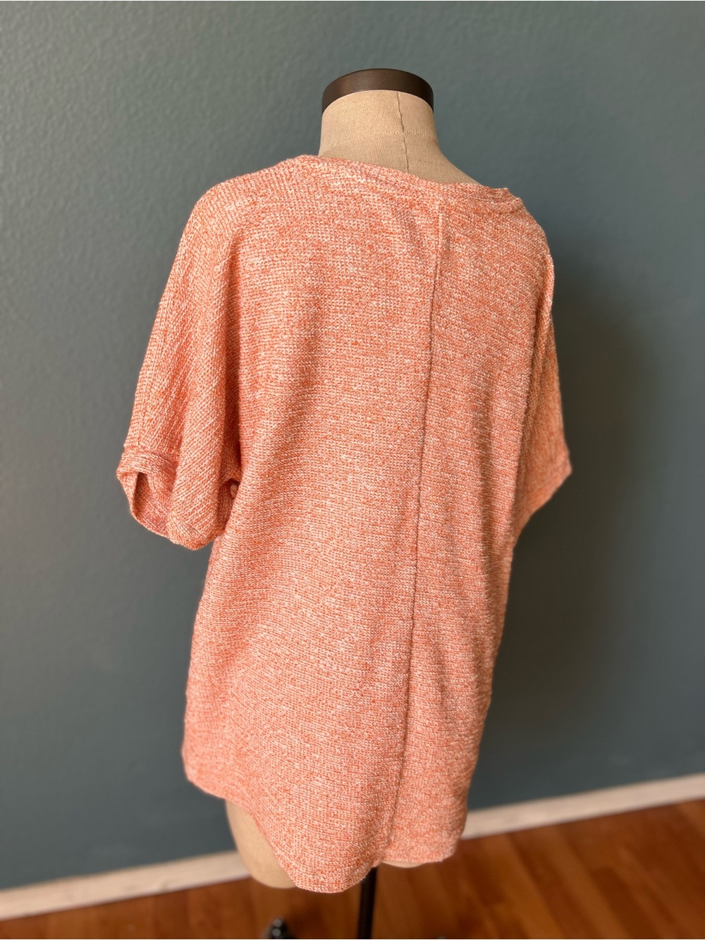 Zara Collection oversized Textured Coral Peach Knit Short Sleeve Sweater Top - Picture 6 of 7